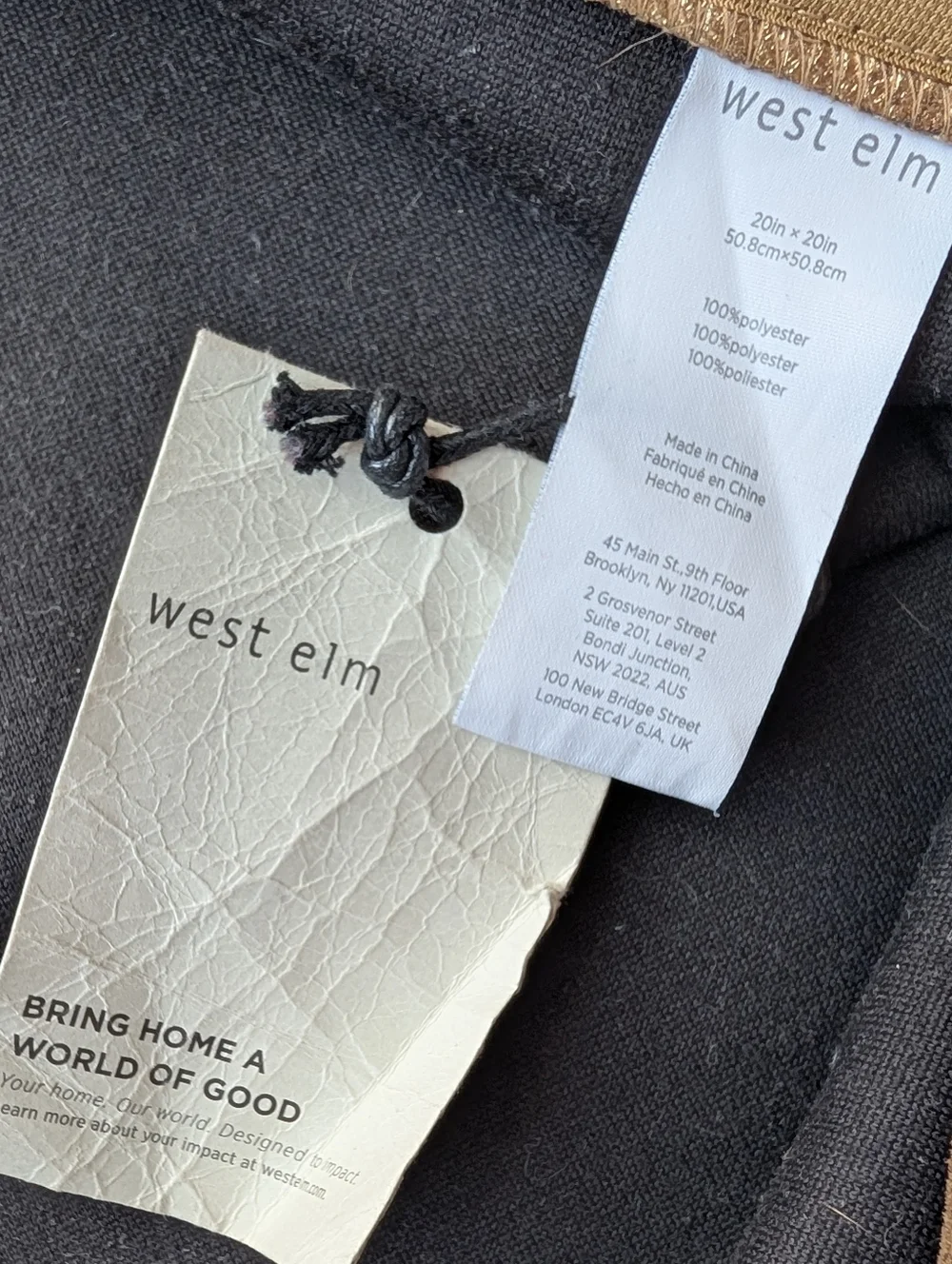 West Elm Metallic Gold Square Pillow Cover